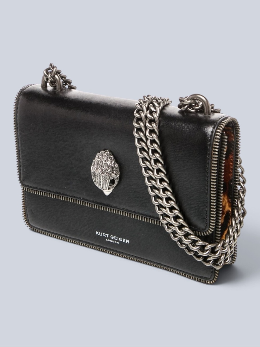 Kurt Geiger EUC Shoreditch Black Calf Hair & Leather Crossbody Bag